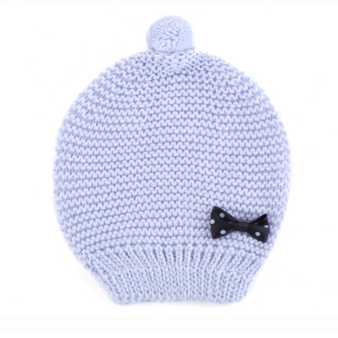 Luxury Knitted Newborn Beanies with Bows & Pom Poms
