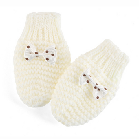 Luxury Knitted Baby Mittens with Cute Bows