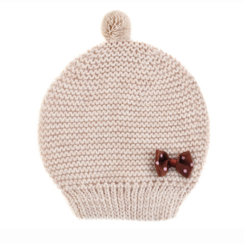Luxury Knitted Newborn Beanies with Bows & Pom Poms